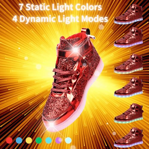 Image of Glitter Led Shoes Light Up Shoes High Top Sneakers for Women Men Flashing Dancing Shoes for Halloween Christmas Party with USB Charging