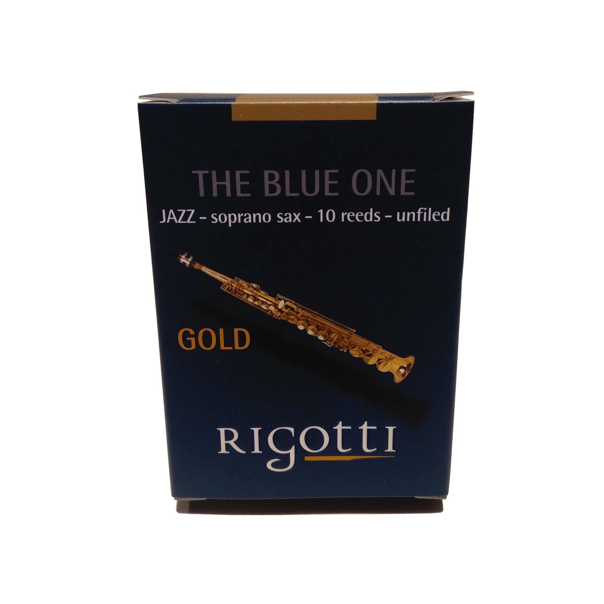 RIGOTTI Opakowanie 10 stroików do saksofonu sopranowego - Force 2,5 MEDIUM - Gold JAZZ - The BLUE ONE - Najwyższa jakość - z naturalnych trzcin uprawianych i suszonych na słońcu w Prowansji we Francji