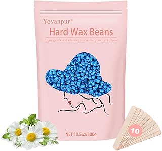 Cuentas de cera dura para depilación, cuentas de cera Yovanpur para piel sensible, granos de cera Har para cabello grueso, cuentas de cera para cara, cejas, cuerpo, bikini, brasileño en casa, 10.58 oz