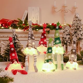 Pack of 6 Christmas Gnome Figures LED, Christmas Decoration Gnome, Christmas Decoration Lights Figures Indoor, Christmas Gnome Small, Christmas Decoration Gnome Small, Christmas Gnomes, Gnome Figures