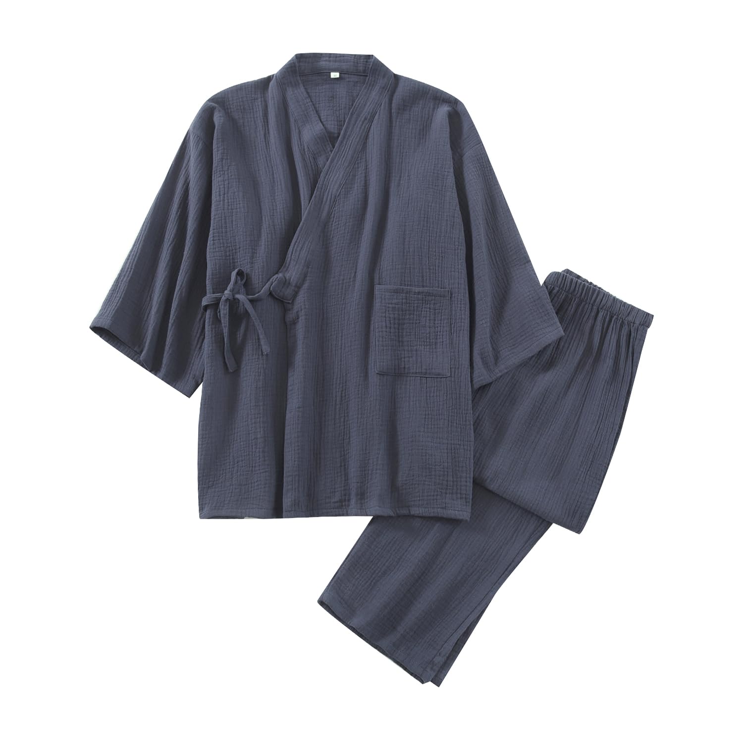 Double Gauze Cotton Pajama Set, 3/4 Sleeves