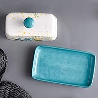 Vista 4 de Wisenvoy Mantequillera de cerámica con tapa con tapa para mantequilla con tapa para encimera de mantequilla de flores