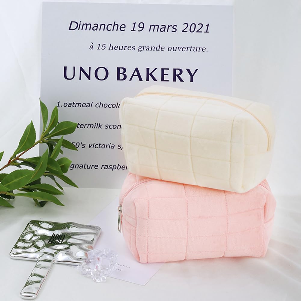 Aucuu Bolsa de cosméticos de Viaje, Bolsa de Maquillaje para Mujer, Bolsa de Aseo Acolchada para Mujer, Bolsa de cosméticos de Gran Capacidad, Bolsa de Maquillaje de algodón con Estampado Floral para