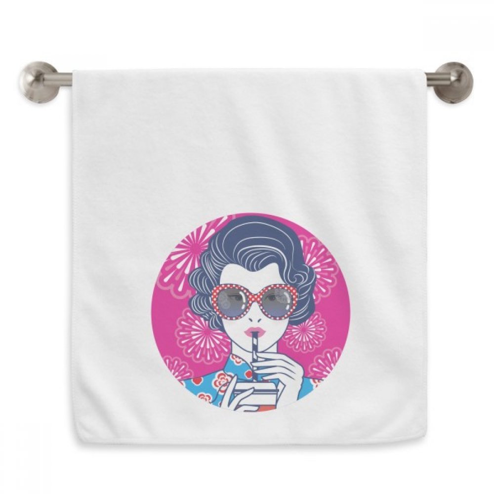 Serviette de toilette chinoise rouge femme diadème en coton blanc 33x74cm