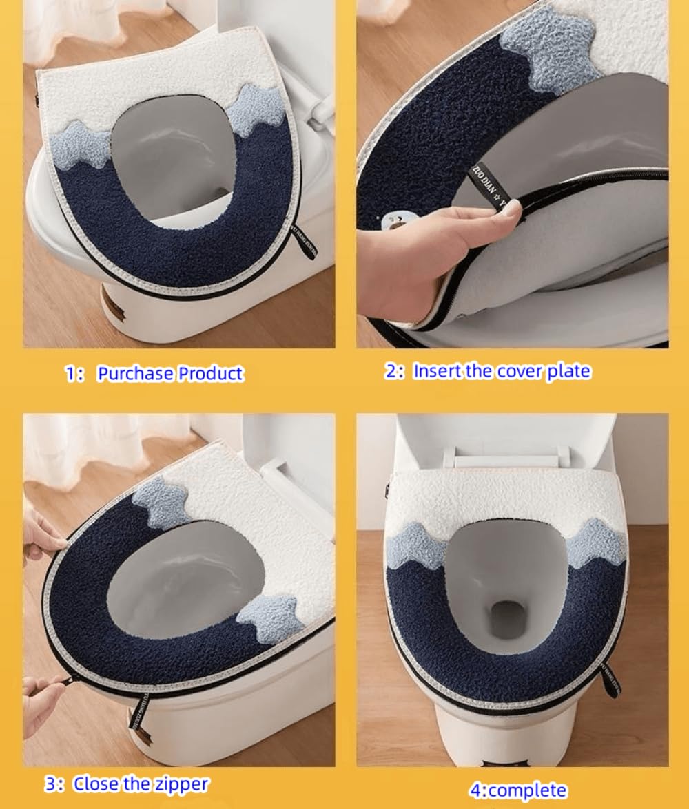 Cuscino Copriwater Morbido E Caldo – Sedile Ammortizzato Lavabile – Adatto A WC Ovale E Tondo