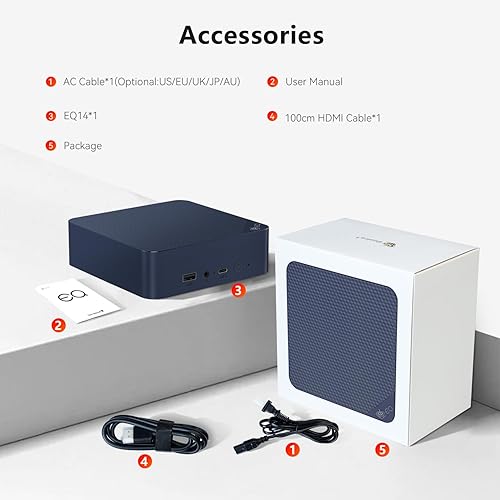 Miniatura 8 de Beelink Mini PC, EQ14 Intel Twin Lake N150 (hasta 3.6 GHz) 4C4T, Mini Computadora 16 GB DDR4 RAM 500 GB SSD, PC de escritorio con pantalla dual