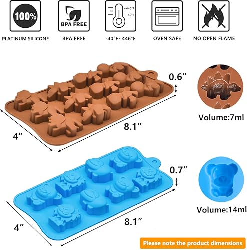 Miniatura 2 de Moldes de silicona para dulces de chocolate, moldes antiadherentes para gomitas, molde de gelatina, molde de silicona para hornear, sin BPA, tema