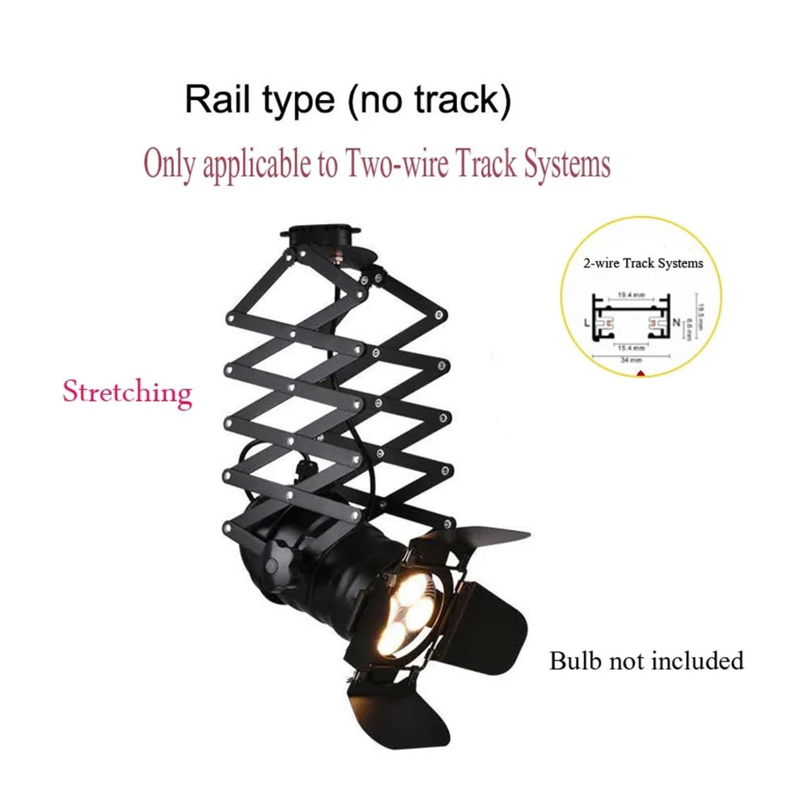 Rozszerzalna, malowana głowica oświetleniowa szynowa E27, lampa sufitowa LED w stylu industrialnym do oświetlenia ściennego, ekspozycyjnego, akcentującego(Track stretch,Large size)