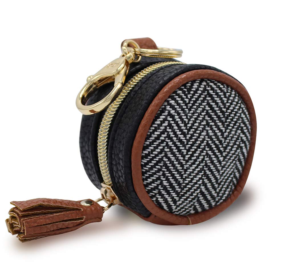 Itzy Ritzy Pacifier Holder Case with Clip – Pacifier Case Includes Clasp to Easily Attach to a Diaper Bag or Purse, Measures 2.5″ in Diameter and Holds 2 Pacifiers (Coffee & Cream)