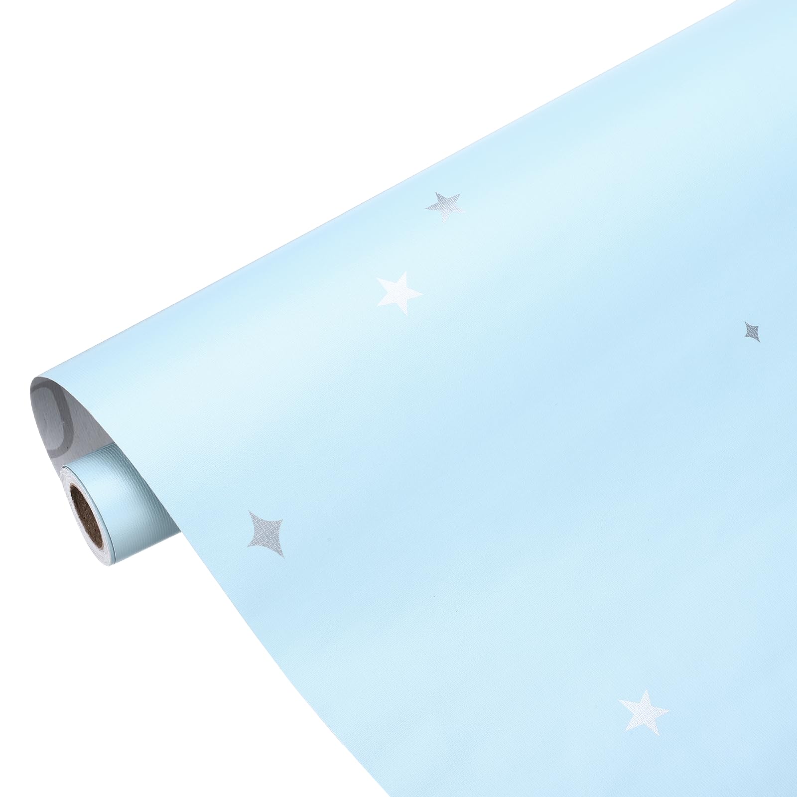 sourcing map Matte Wallpaper, 60cm x 5 Meter Vinyl Waterproof Peel and Stick Contact Paper Star Pattern Self Adhesive Wallpaper for Bedroom Kitchen Wall Countertop Decorating, Light Blue