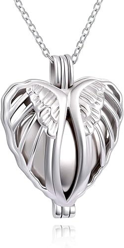 Collar de plata de ley 925 con alas de ángel conmemorativas para cenizas, joyería de cremación