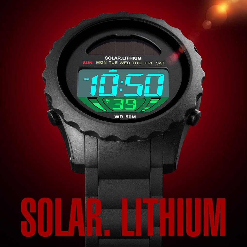 Miniatura 4 de Gosasa Reloj militar para hombre, con luz LED solar, resistente al agua, reloj de moda para hombre, deportes al aire libre, multifunción, pantalla