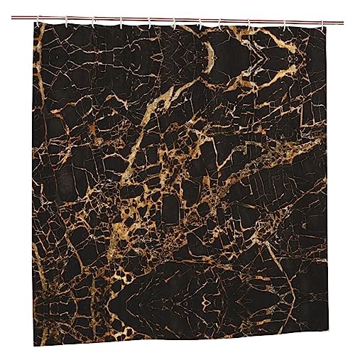 Rideau de douche imprimé marbre doré TOMPPY en tissu polyester imperméable - 2