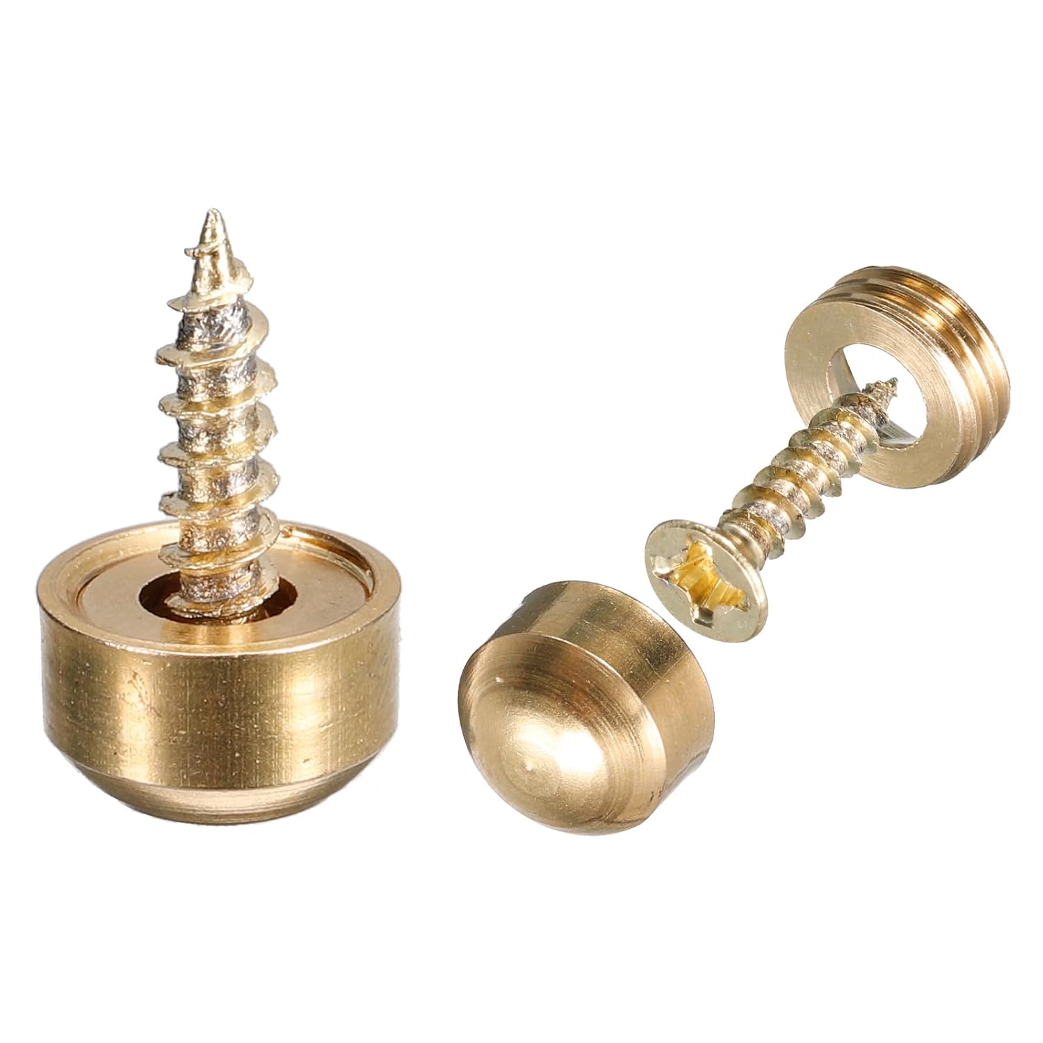 4Pcs Decorative Screws with Caps, 9mm Dia Brass Mirror Screws Mirror Fixing Screws Fasteners for Mirrors Tables Furniture, Gold