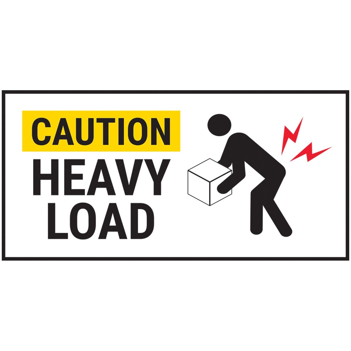 V Safety Caution Heavy Load Yellow Sticker - 51x25mm (Roll of 250)