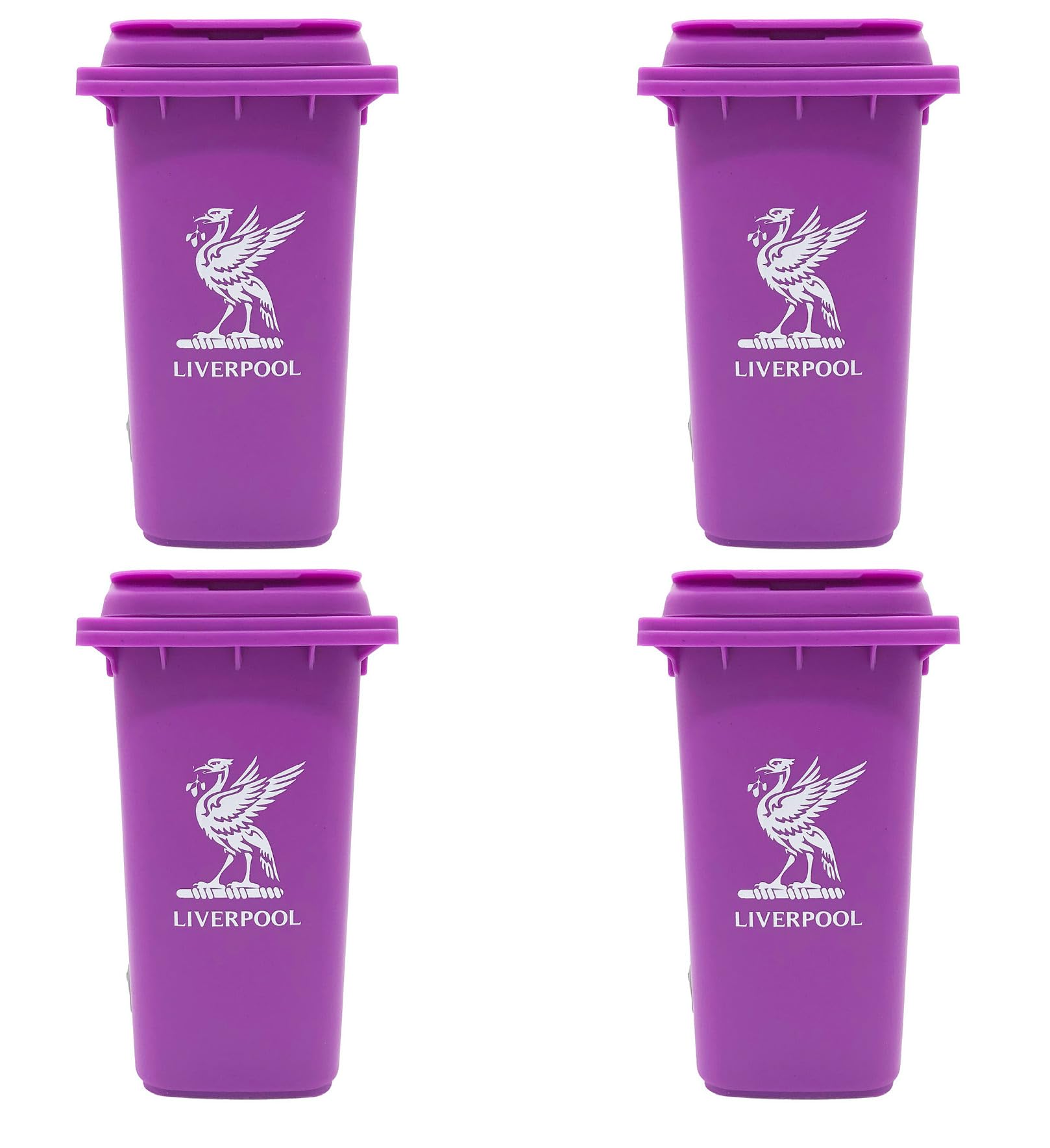 Partisan Set Of 4 - Purple Liverpool Miniature Wheelie Bin - Desk Tidy/Organiser (Set Of 4 - Purple)