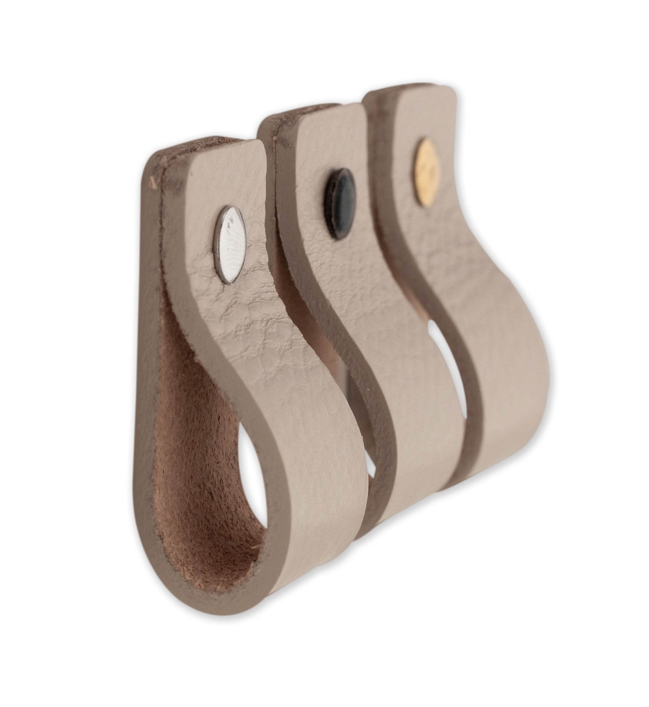 Brute Strength - Leather Handles - Light Grey - 6 pcs - 12.5 x 2.5 cm - Cabinet, Door Handle for Kitchen Bathroom, Dresser - Image 3