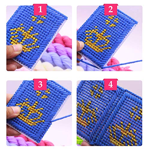 BUYGOO 38Pcs Mesh Plastic Canvas Sheets Kit Including 15 Pieces Clear Plastic Canvas, 12 Color Acrylic Yarn and Embroidery Tools for Embroidery Plastic Canvas Craft - Thumbnail 6