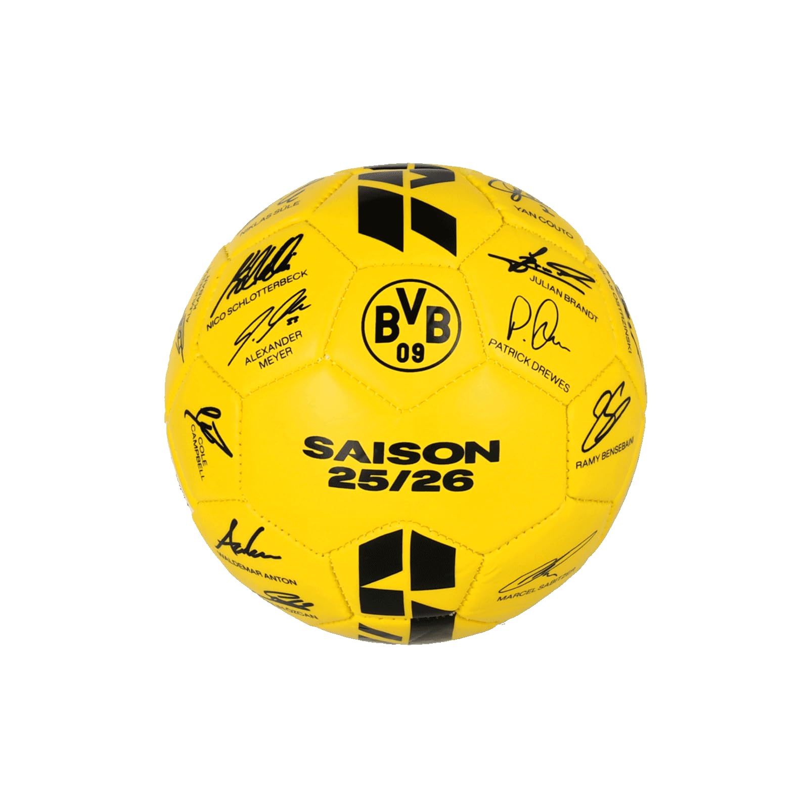 Dortmund Borussia BVB Unterschriftenball 2025/26, signiert, gelb, Größe 1
