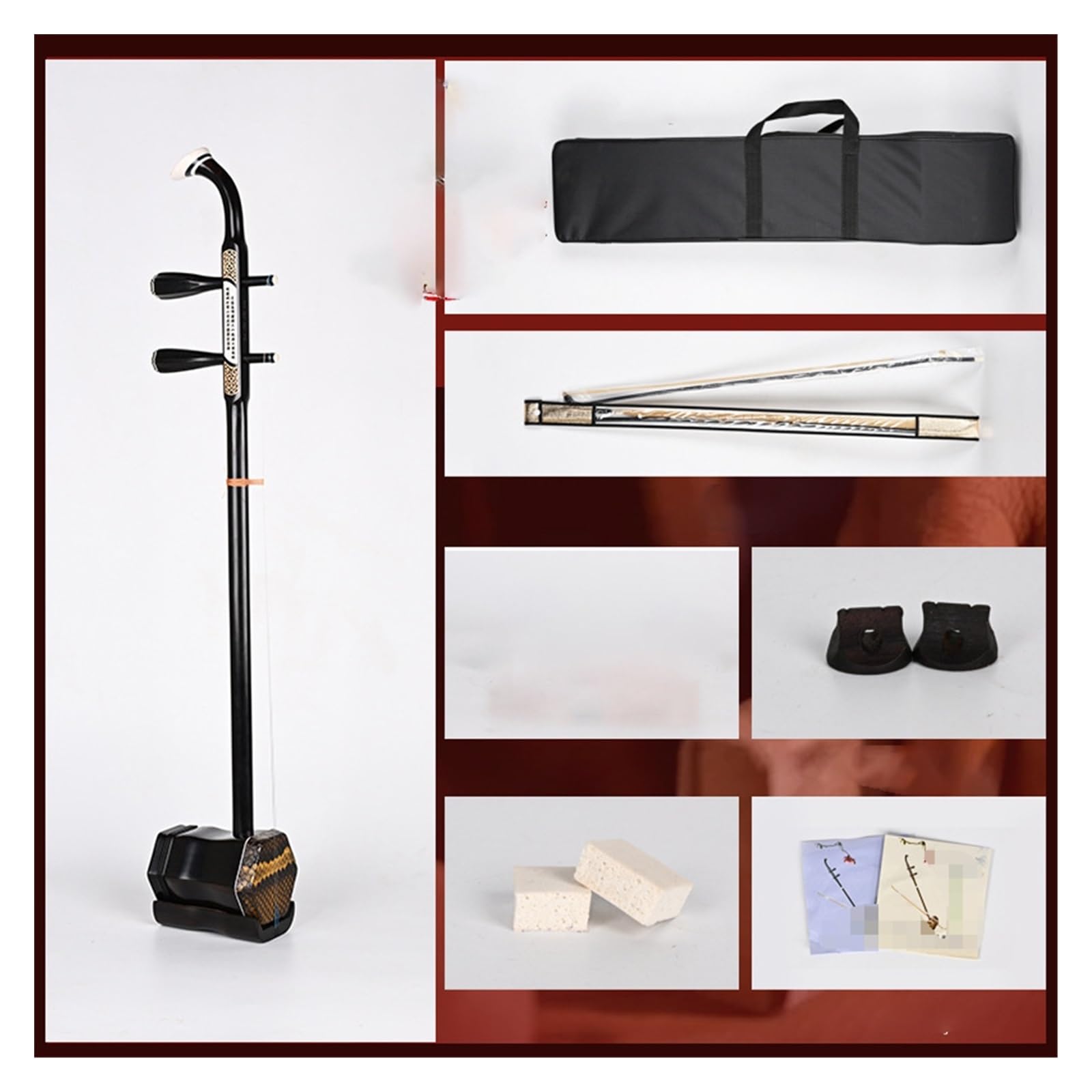 Principianti erhu Lo Strumento Musicale Erhu Viene Fornito Con Un Set Completo Di Accessori Per L'esame Di Valutazione E L'esecuzione(Bone carving)