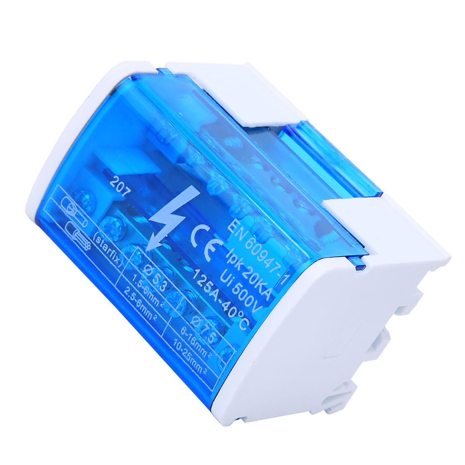Bornier sur Rail Din, Connecteur de Câblage Compact avec Cache Anti-poussière Transparent – Boîte de Distribution 207 pour Armoire de Commande et Appareillage de Commutation