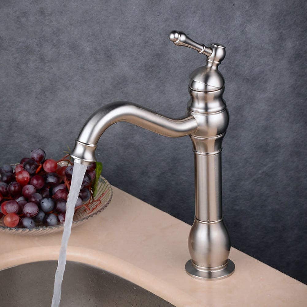 Robinet de bassin d'eau chaude en cuivre noir mat, mitigeur monotrou durable