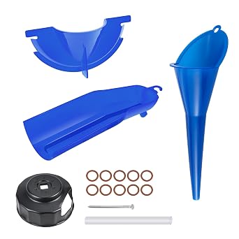 Motorcycle Oil Filter Wrench & Primary Case & Crankcase Fill Funnel & Drip Free Oil Filter Funnel Set Fit for Harley Touring Sporster Dyna with Wrench