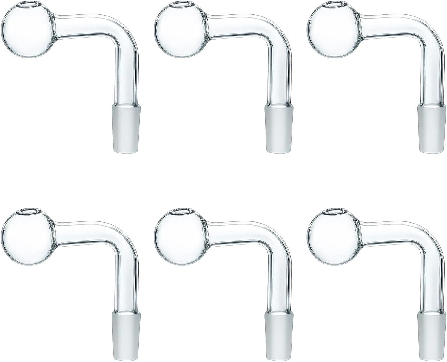 Glass Pipe, 6 Pack of 90 Degree G Lass Pipes for Laboratory Research, Aromatherapy Diffusion, Durable Glass Tubes