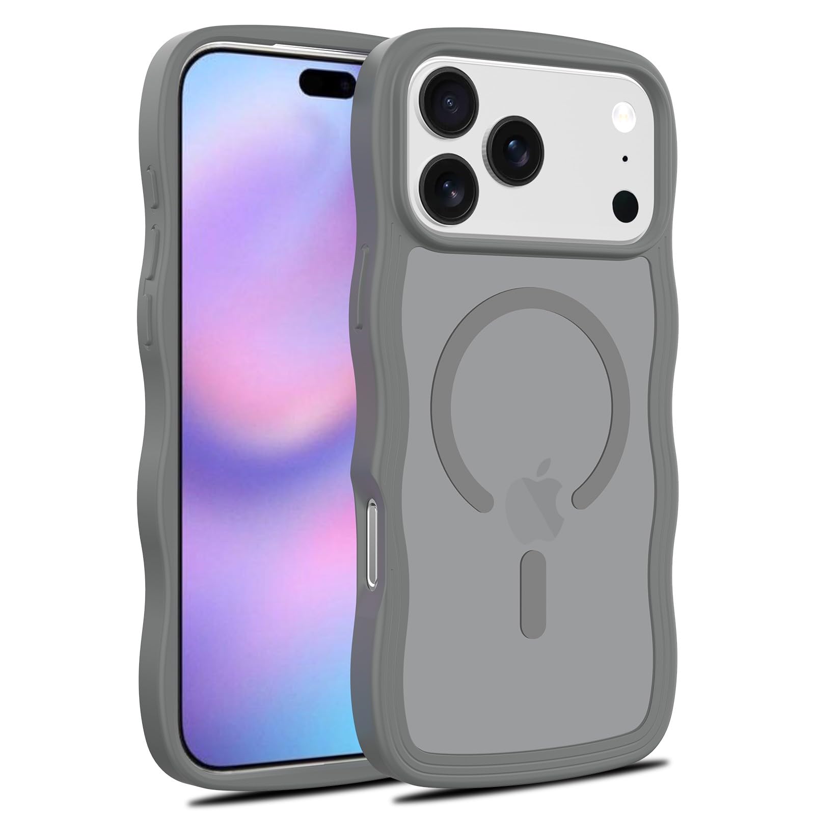 Coque magnétique iPhone 17 Pro rigide silicone antichoc gris - 7