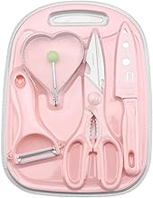 Stainless Steel Kitchen Knife Set with Non-Slip Handle, Antibacterial Multi Color-Printed Non-Stick Coating,Chef Knife Set(3 in1Knife, Peeler,Chopping Board Set) Colour May Vary