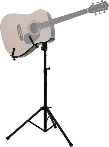 Classic Cantabile GS-100 Stage GitarrenspielstA nder  GitarrenstA nder fA r Live-Auftritte mit zwei Gitarren  hA henverstellbar  geschwungene Gitarrenaufnahme  schwarz