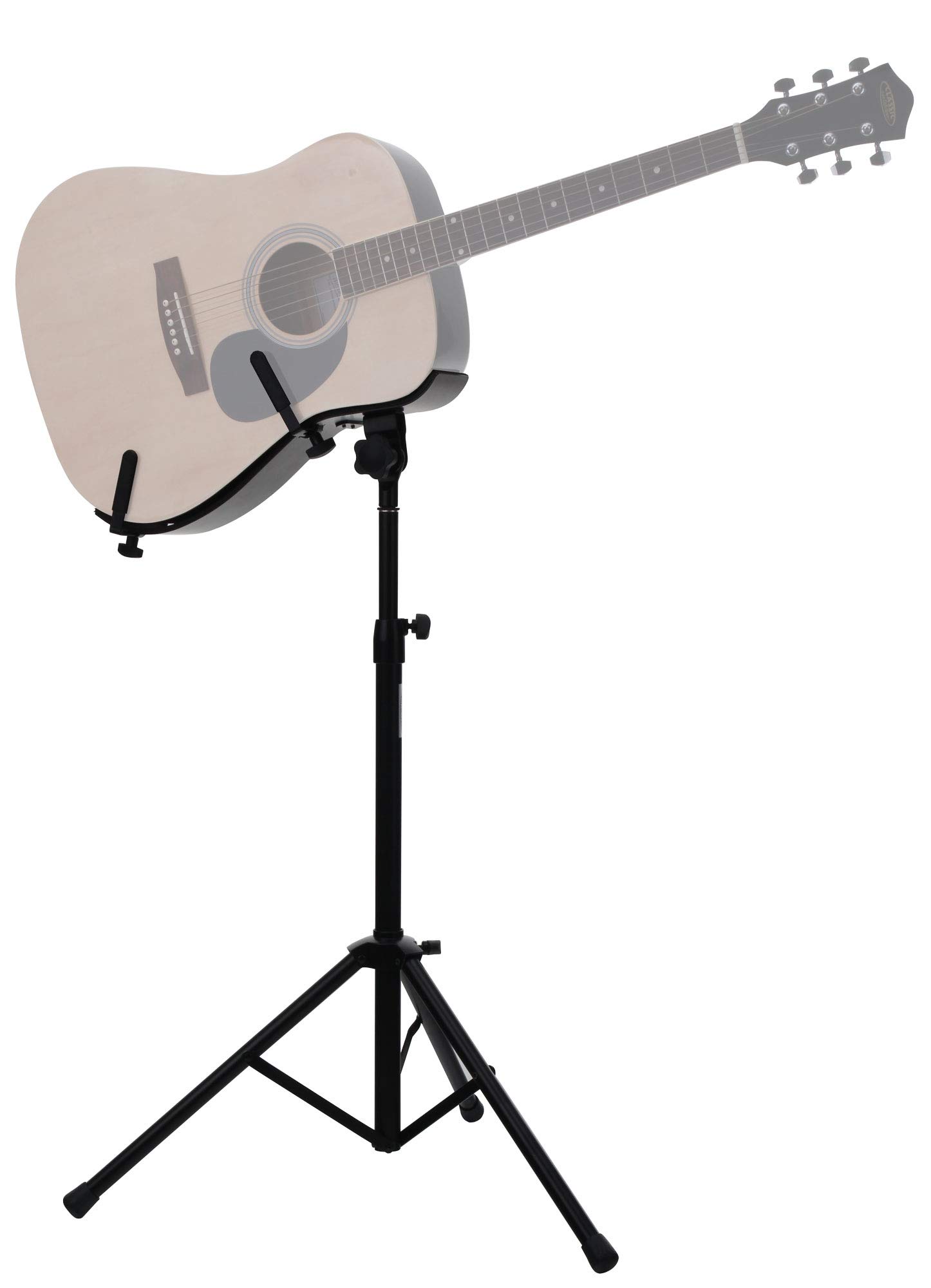 Classic Cantabile GS-100 Supporto per Chitarra da Palco (Supporto per chitarre live con due chitarre, regolabile in altezza, supporto curvo per chitarra) nero