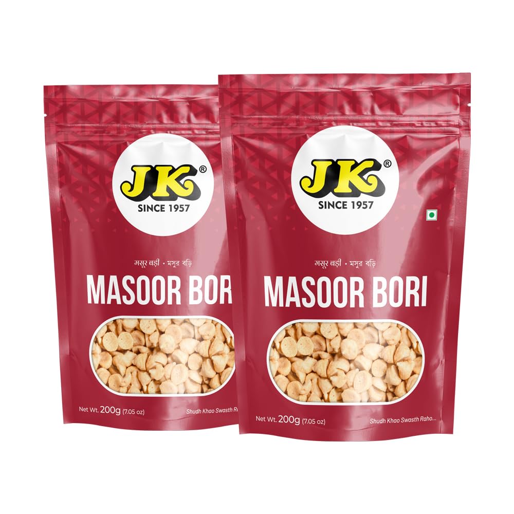 JK Masoor Bori 200 grams - Authentic Handmade Bengali Specialty | Protein-Rich, No Cholesterol | Traditional Flavor, No Additives (Pack of 2)-image-20