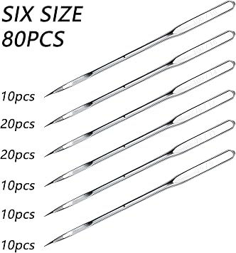 80Pcs Universal Sewing Machine Needles– Heavy Duty & Denim Sewing Machine Needles- 6 Sizes 65/9 75/11 80/12 90/14 100/16 110/18 – Sewing Machine Accessories for Professionals & Beginners