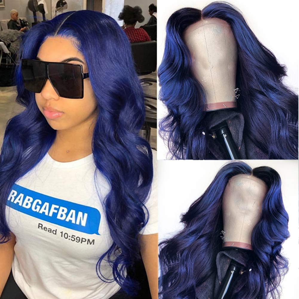 blue wig human hair