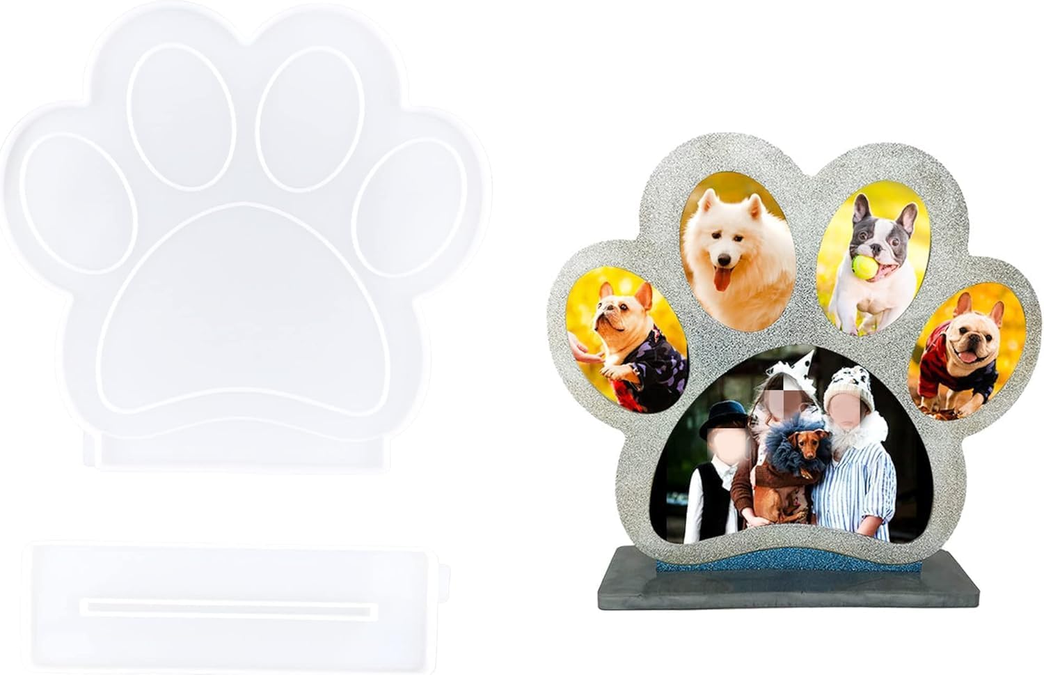 Dog Paw Shape Photo Frame Mold - Silicone Picture Frame Mold for Epoxy Resin Casting, Home Table Decoration