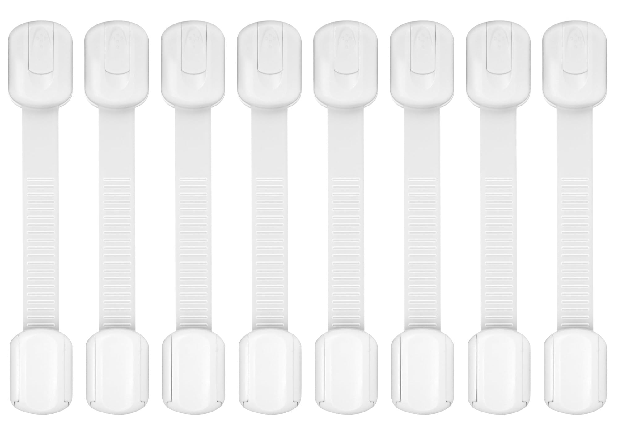 Child Safety Cabinet Locks, 8-Pack, Easy Install with 3M Adhesive, No Screws or Drilling, Multi-Purpose Latches for Cabinets, Drawers, Doors, Kitchen,