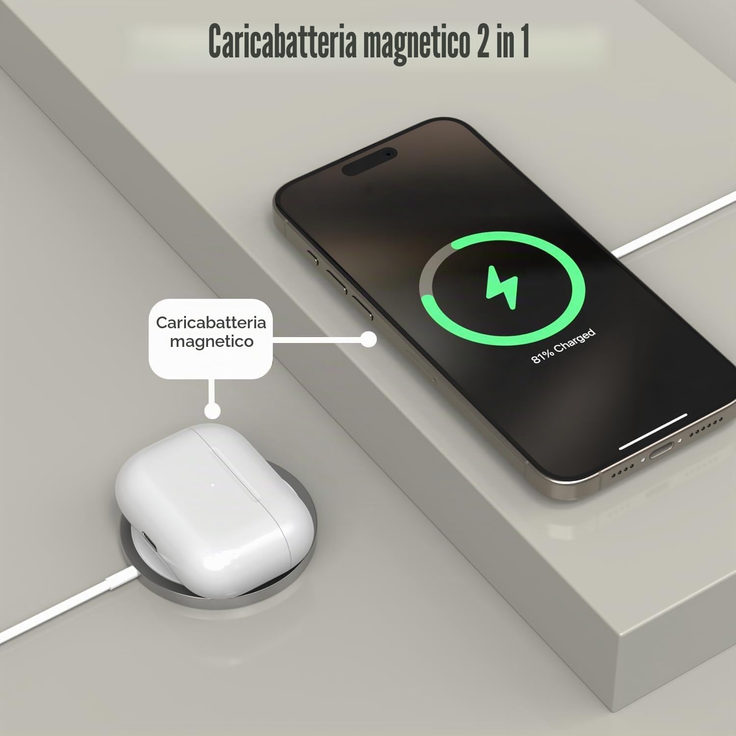 Caricatore Wireless Magnetico per iPhone, Caricabatterie MagSafe USB C 15W, Stazione di Ricarica Induttiva Wireless Qi Tipo C Compatibile con iPhone 17/17 Pro/17 Pro Max/16/15/14/13/12/Air, AirPods
