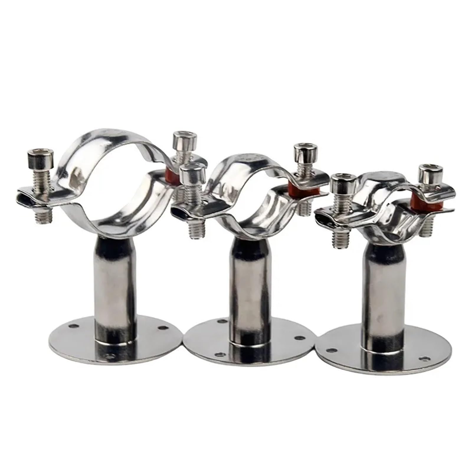 Uchwyt do rur wodnych ze stali nierdzewnej z podstawą z zaciskiem rurowym z PVC, średnica zewnętrzna 19-219 mm, wysokość 45-100 mm(133mm-L45mm)