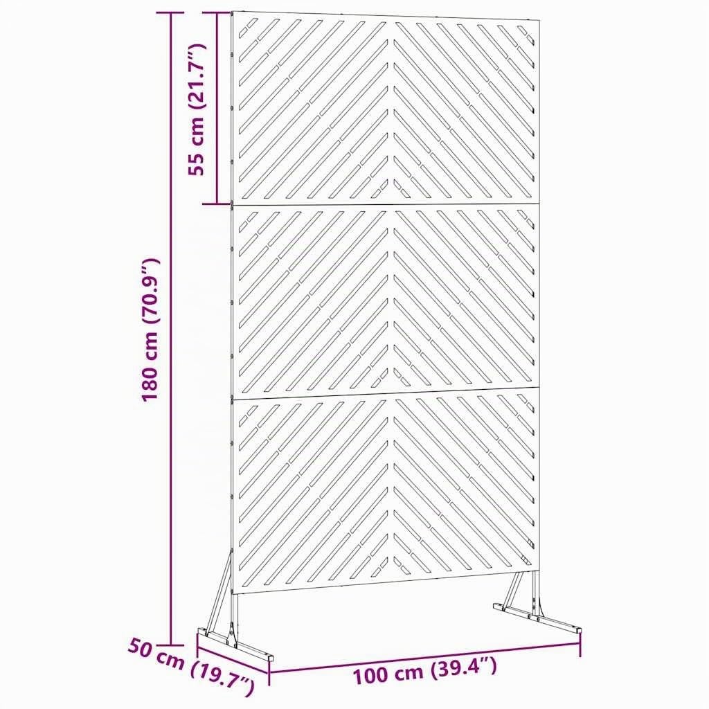 vidaXL Schermo per Privacy Bianco 100 x 50 x 180 cm Acciaio, Schermo per Giardino e terrazzo, divisore per Esterni, Pannello in Acciaio Rettangolare, partition per Patio