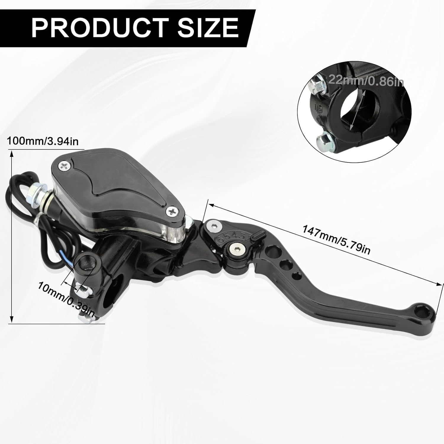 Motorcycle Brake Clutch Pump Lever with Dual Hydraulic Master Cylinder Reservoir Set 7/8" 22mm, Compatible with Honda Yamaha Kawasaki Suzuki from 50CC to 300CC (Black)