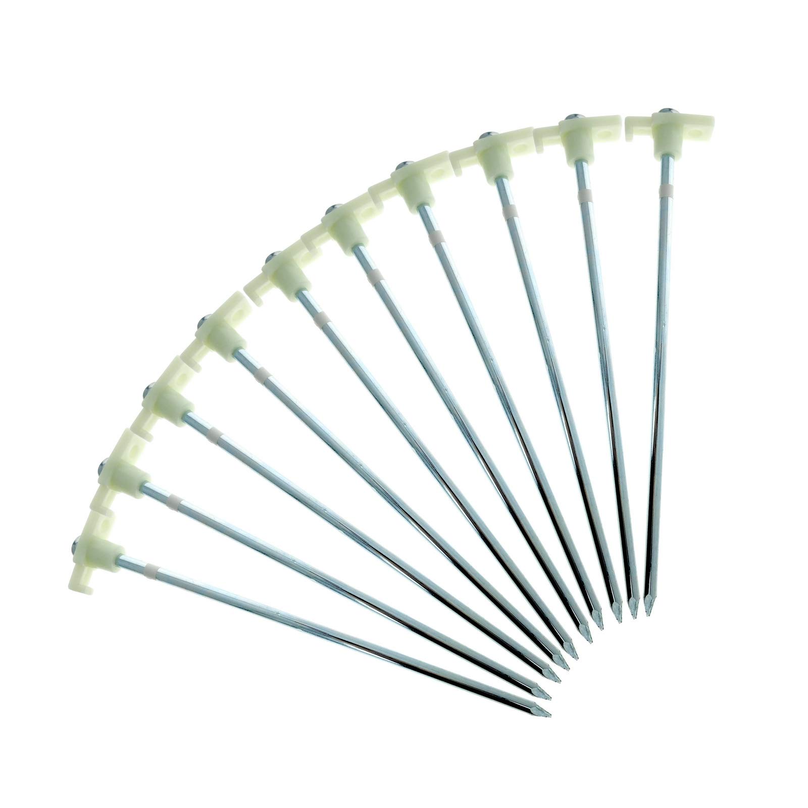 10-Piece Galvanized Steel Tent Pegs - Glow in The Dark Garden Stakes