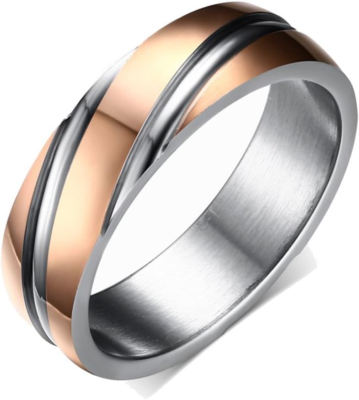 Time Pawnshop Simple Twill Titanium Steel Rose Gold Plated Men Ring