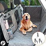 Hanjo Pets Car Dog Cover Back Seat - Car Hammock for Dogs Waterproof - Dog Car Seat Cover for Back Seat with Mesh Window Multiple Pockets For Car/Truck/SUV Nonslip Rubber Back Washable Luxury Material