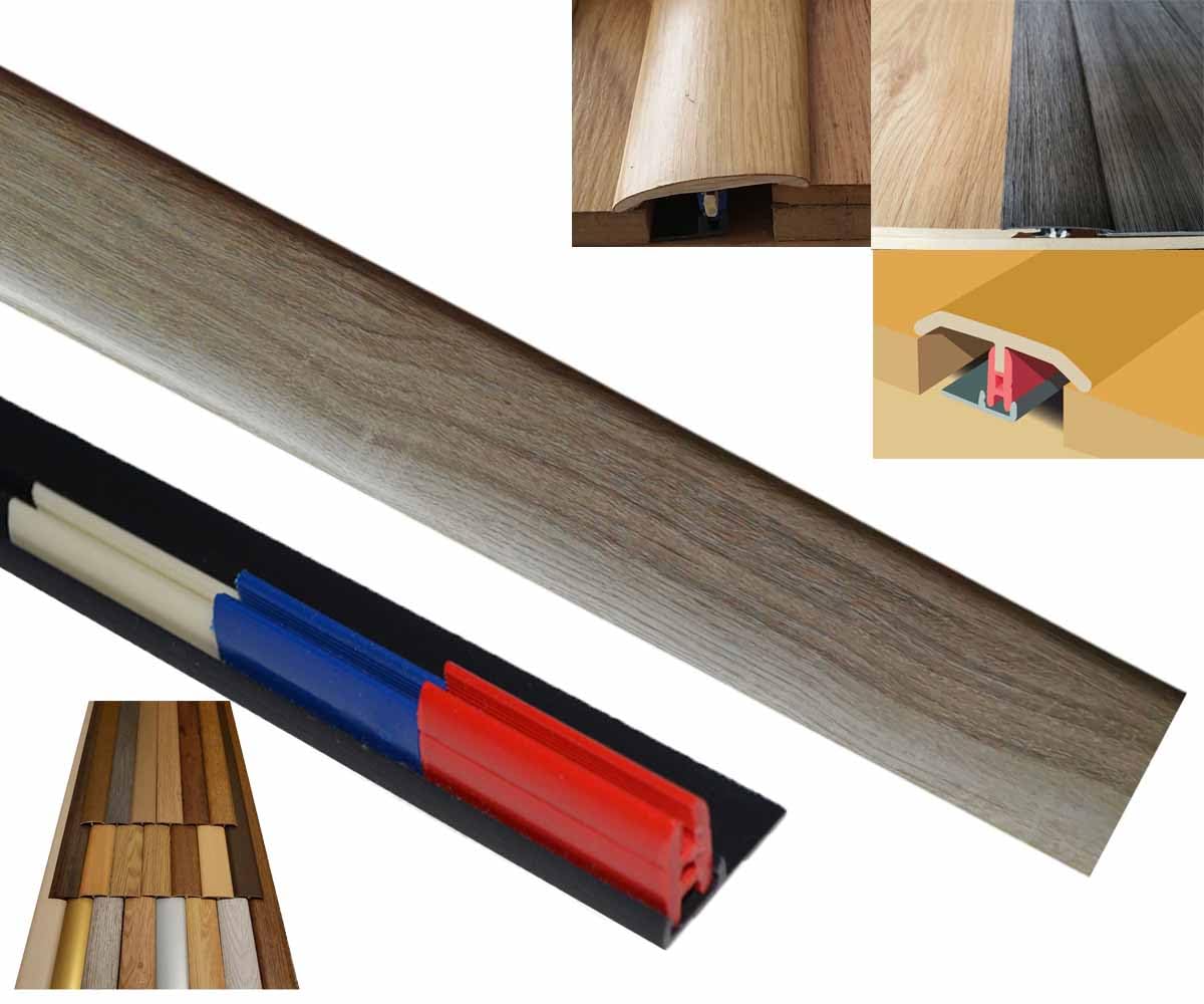 Light Grey 50mm x 90cm Multi Floor Multi Purpose Threshold Strip Adhesive Clip System