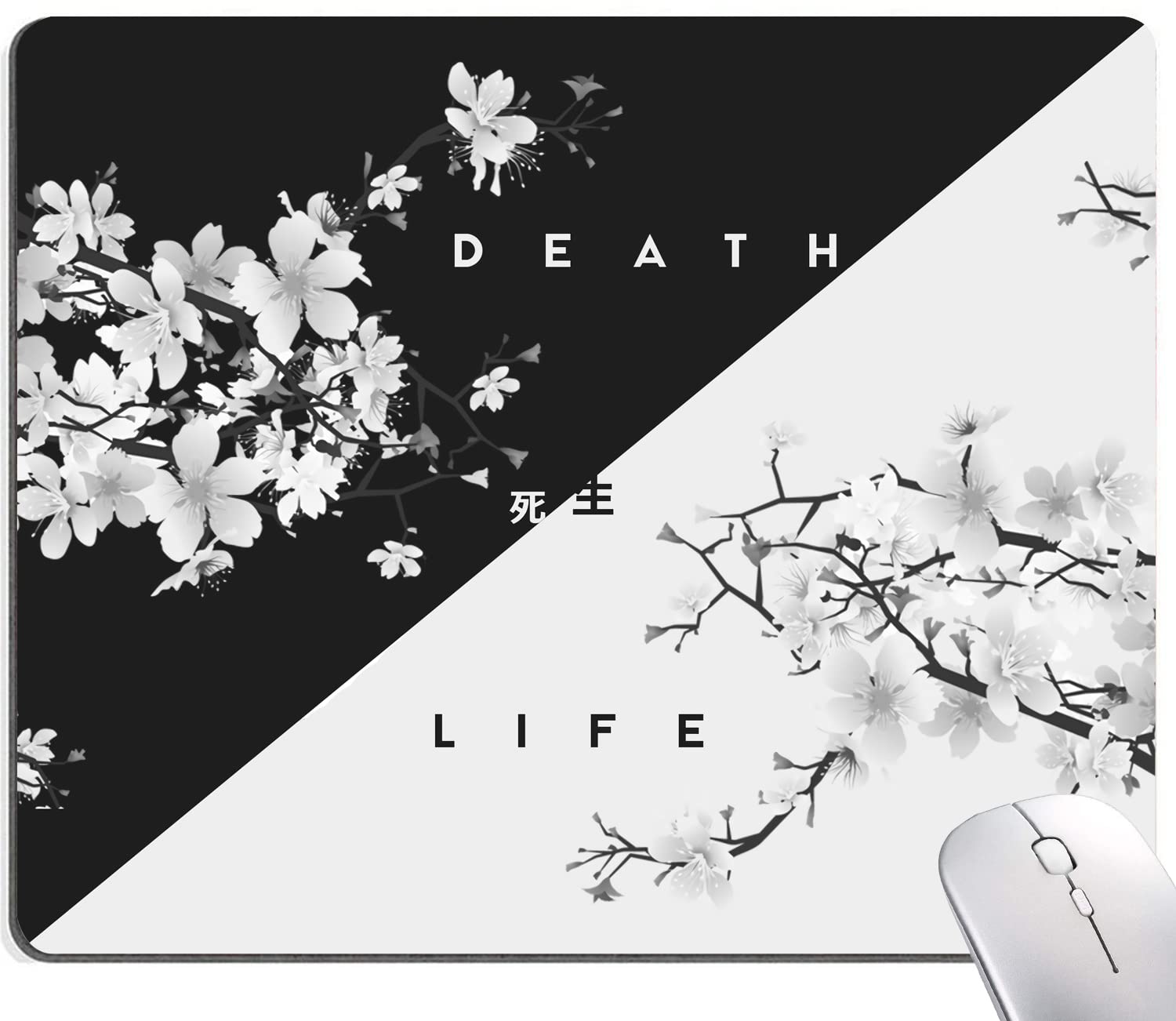 Mouse Pad, Inspirational Quote Mouse Pad, Square Waterproof Mouse Pad Non-Slip Rubber Base MousePads for Office Laptop, 9.5"x7.9"x0.12" Inch(Death and Life)