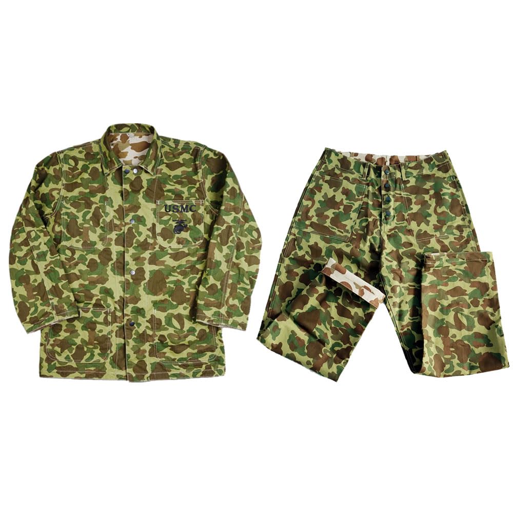 WW2 Pacific Camo Uniforme Vintage US Navy Field Jacket Pantalon Réplique WWII USMCHBT Vêtements Camouflage Double Face