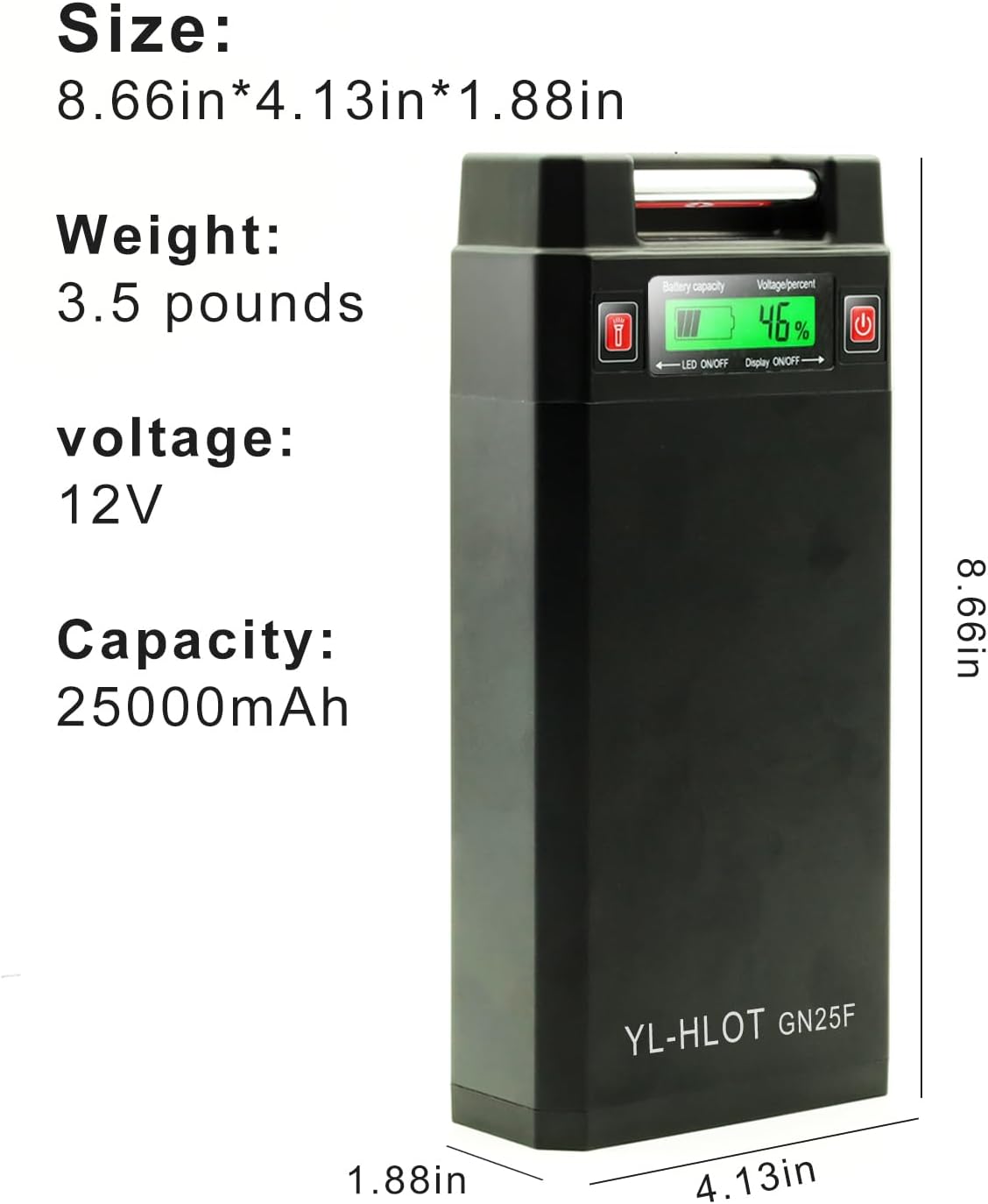 Extra Large Capacity Electric Reel Battery. Compatible with Daiwa & Shimano Electric Fishing Reel. It is The Best Choice for Your Fishing All Day Long(12V 25000mAh).