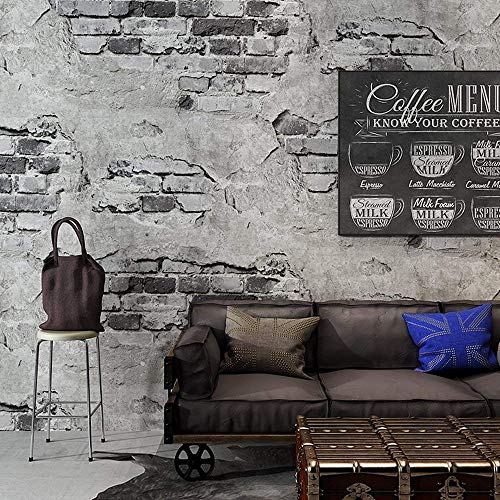 Blooming Wall Industrial Style Faux Cement Brick Wall Mural Wallpaper in Shops Cafeteria livingroom Bedroom, 54 Square Ft/Roll (Wallpaper(54 Square Ft/Roll), Vintage Cyan Brick)