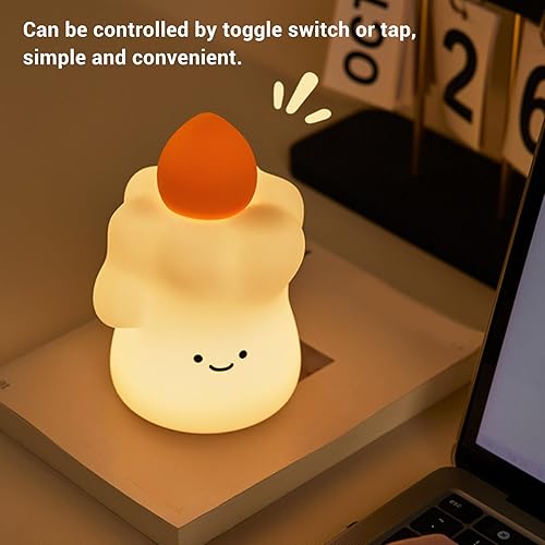 Miniatura 2 de Linda vela de cumpleaños con luz nocturna, grifo regulable de silicona LED para dormitorio, habitación de niños, luz cálida y suave, segura,